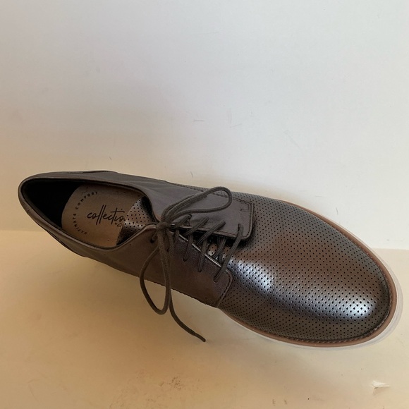 Clarks Womens Sharon Crystal Leather Platform Oxford. Metalliac Gray Size 10 - Picture 7 of 9